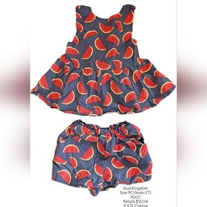 Mud Kingdom Watermelon Print Kids Matching Set